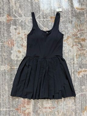 OFFLINE Aerie Black Pleated Scoop Neck Women's Tennis Dress